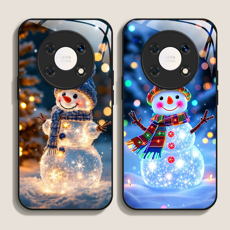 Phone Cases Honor - 귀여운 겨울 크리스마스 눈사람 패턴 강화유리