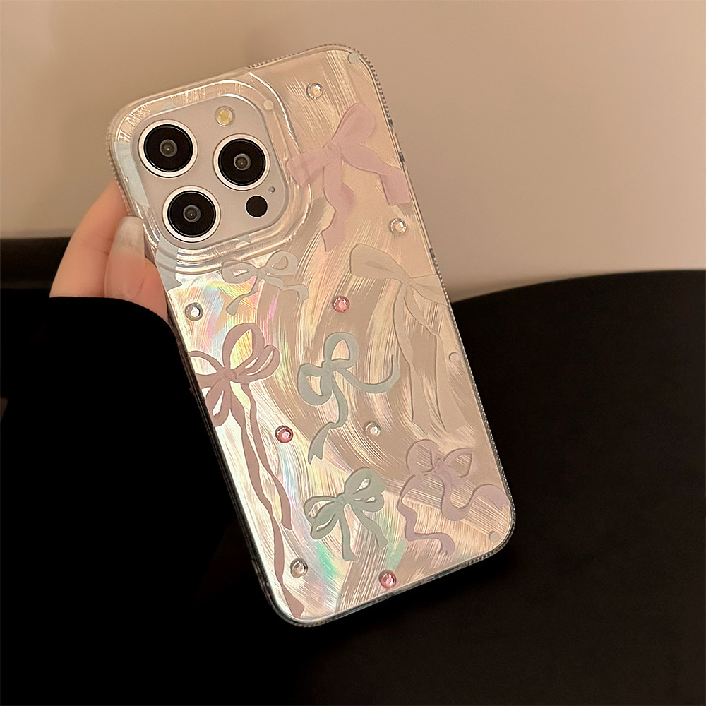 Phone Cases Korean - 컬러풀한 리본 다이아몬드 스티커 아이폰 17