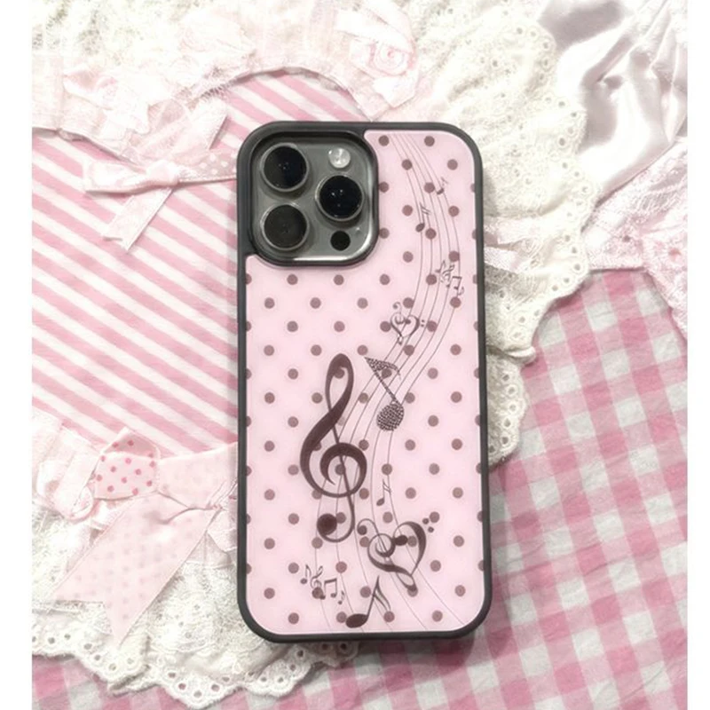 Phone Cases Junk - 핑크 브라운 물방울 무늬 소녀 하트