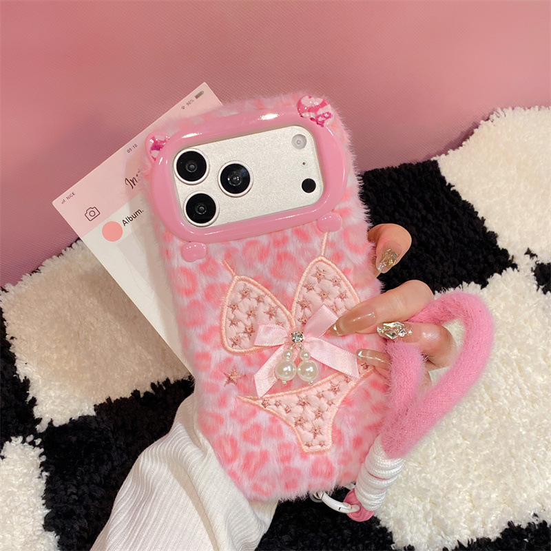Phone Cases Iphone 16 Pro - 럭셔리 레오파드 프린트 비키니 패턴 플러시