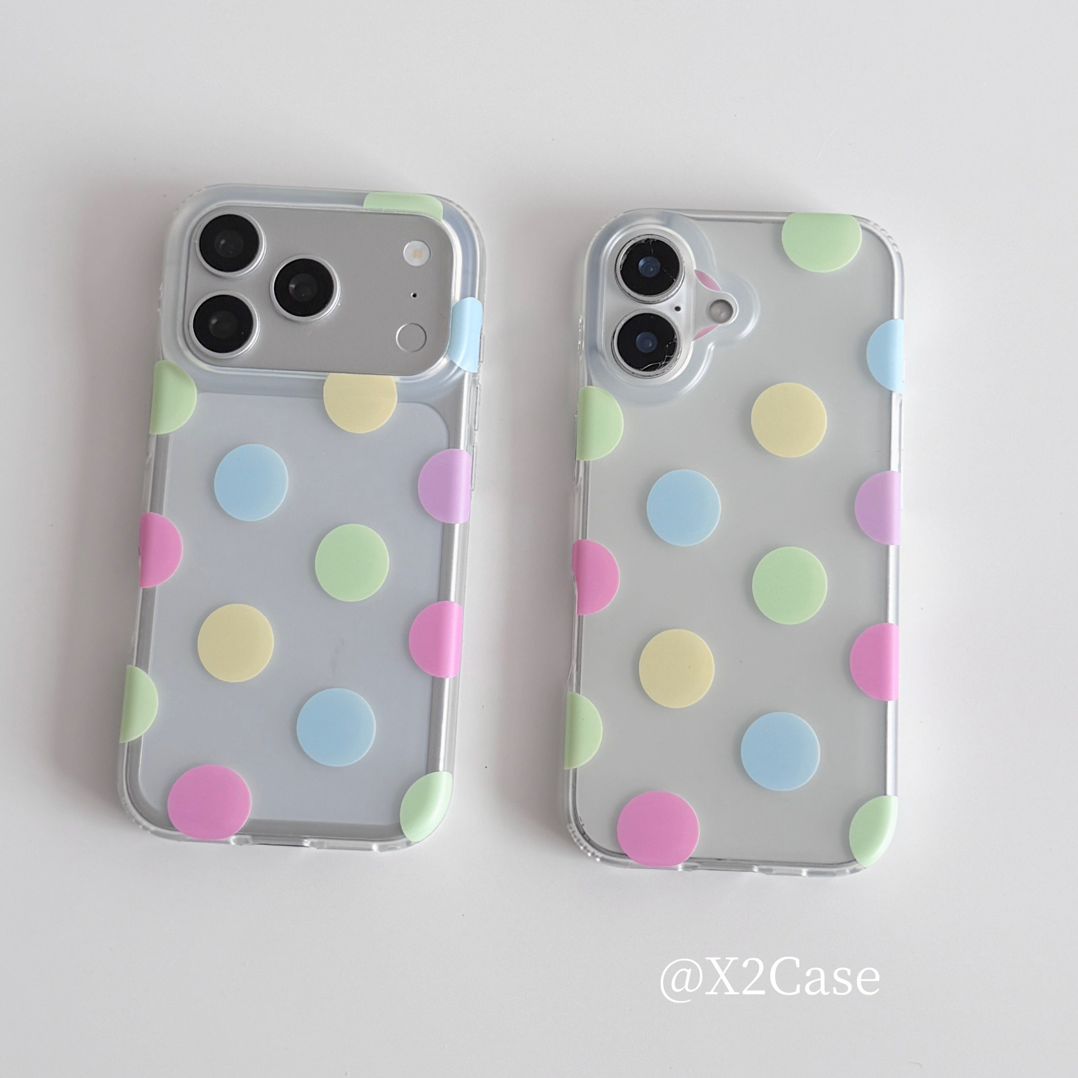 Phone Cases Korean - 한국 인스 컬러풀 폴카 도트 무광
