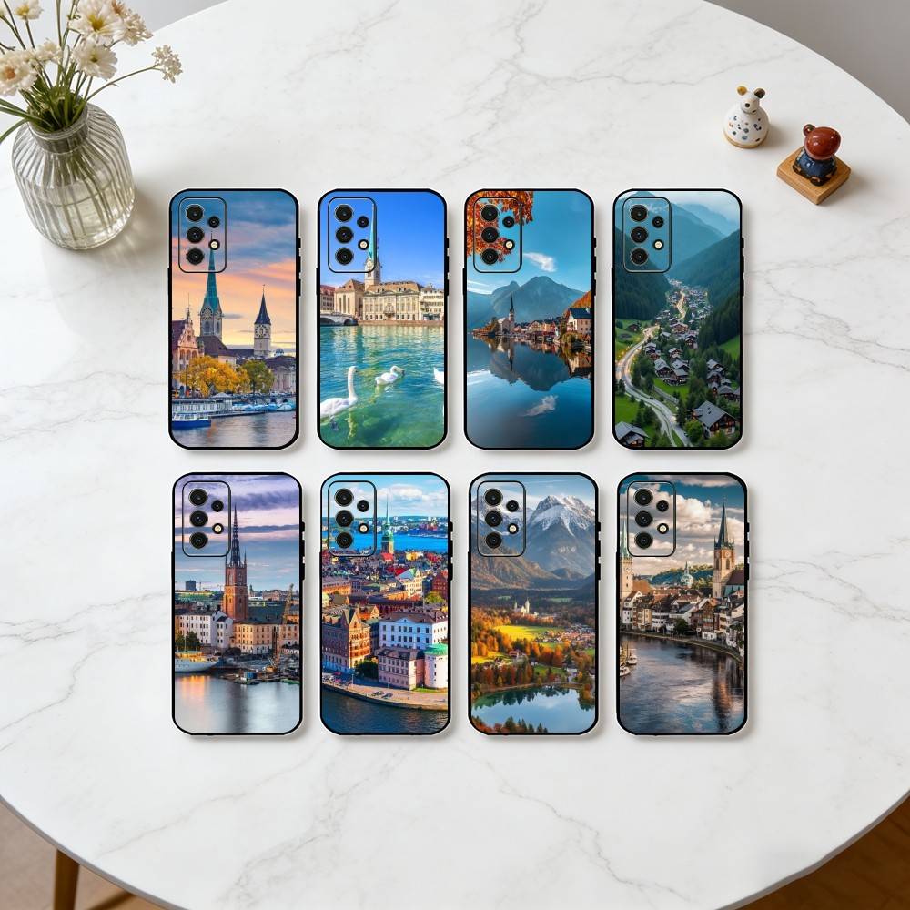 Zurich Phone Cases - 지우리히에서 영감을 받은 블랙 실리콘 소프트