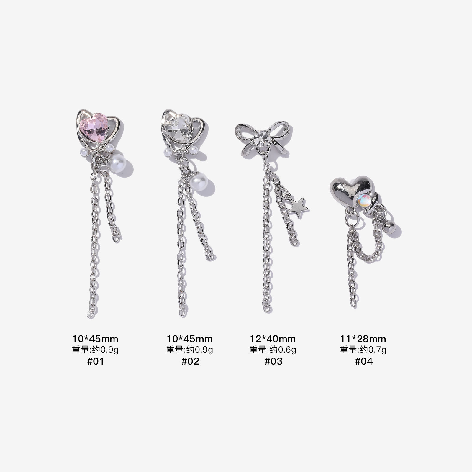 5PCS 럭셔리 실버 네일 다이아몬드 지르콘 하트 보우 - Phone Cases Junk 리뷰 및 가격