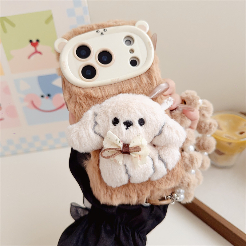3D 만화 리본 강아지 따뜻하고 폭신한 플러시 폰 케이 - Phone Cases Bulk 리뷰 및 가격