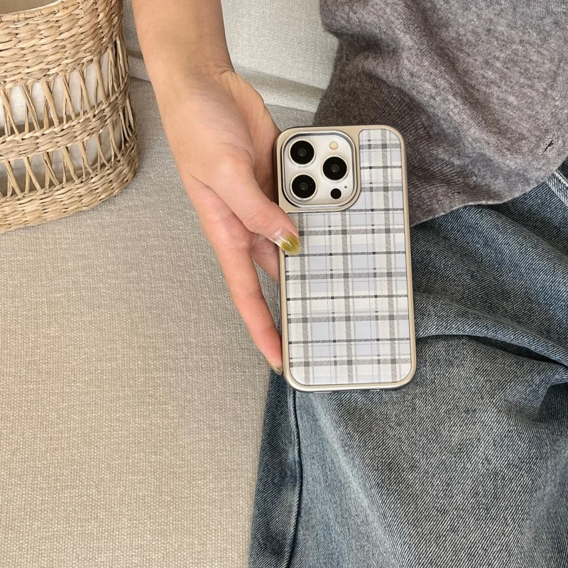 한국 인스 에폭시 블루 체크무늬 패턴 방탄 창의적 귀여 - Phone Cases Korean 리뷰 및 가격