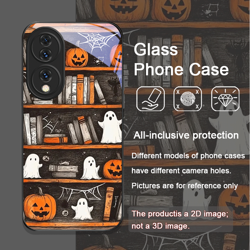 할로윈 호박 유령 책장 강화유리 폰 케이스 (화웨이 아 - Phone Cases Honor 리뷰 및 가격