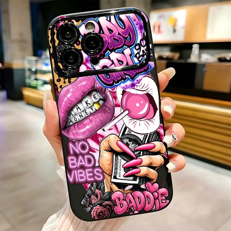 힙합 핑크 입술 아기 소녀 그래피티 프린트 폰 케이스  - Phone Cases Bulk 리뷰 및 가격