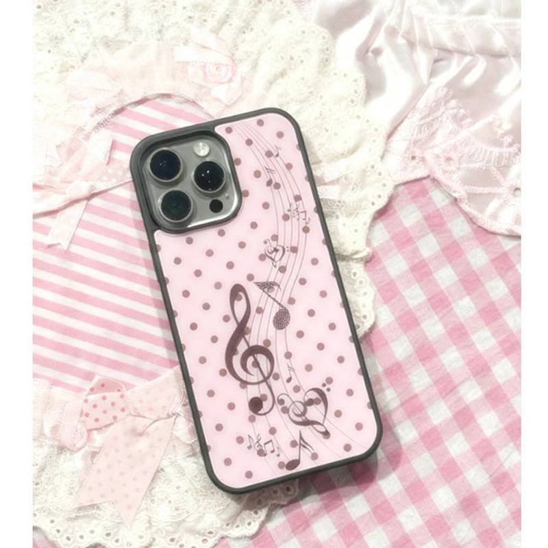 핑크 브라운 물방울 무늬 소녀 하트 음악 노트 폰 케이 - Phone Cases Junk 리뷰 및 가격