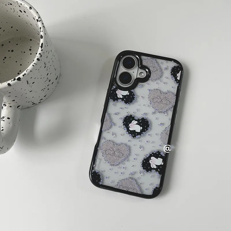 인스 한국 레트로 소녀 사랑 토끼 보라색 꽃 아크릴 폰 - Phone Cases Purple 리뷰 및 가격