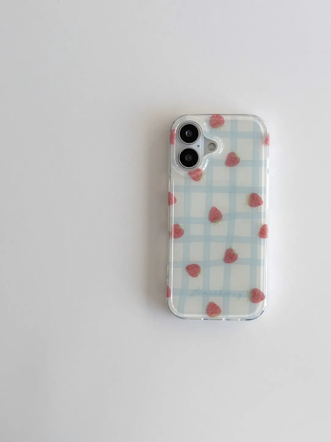 신선한 블루 그리드 패턴 딸기 디자인 고급 IMD 폰  - Phone Cases Purple 리뷰 및 가격