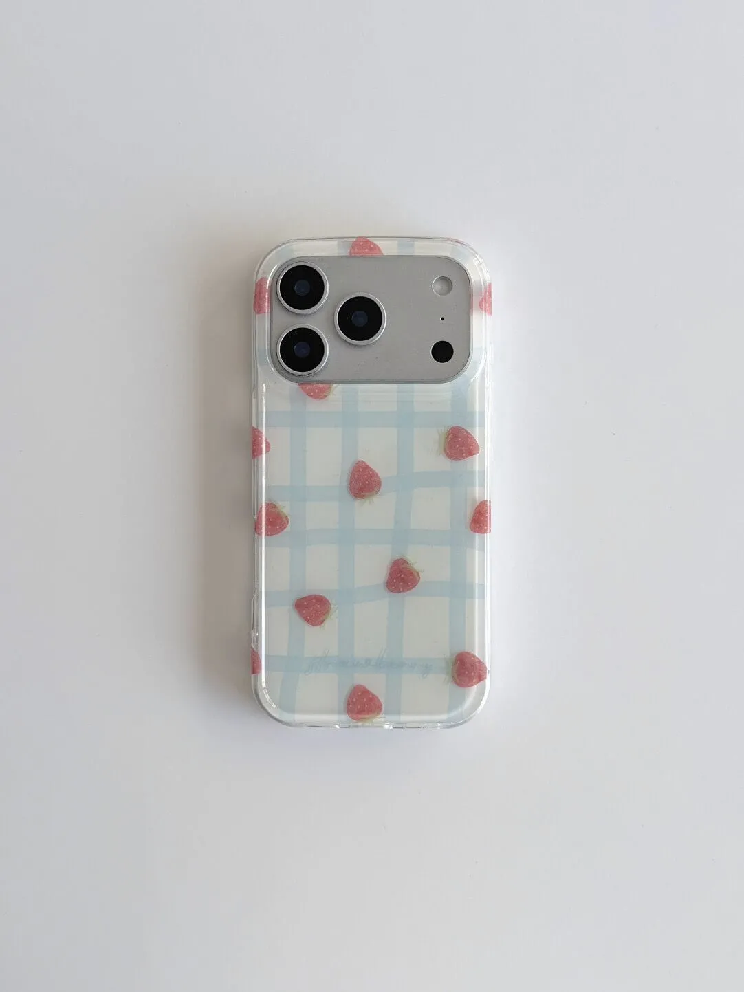 신선한 블루 그리드 패턴 딸기 디자인 고급 IMD 폰  - Phone Cases Purple 리뷰 및 가격
