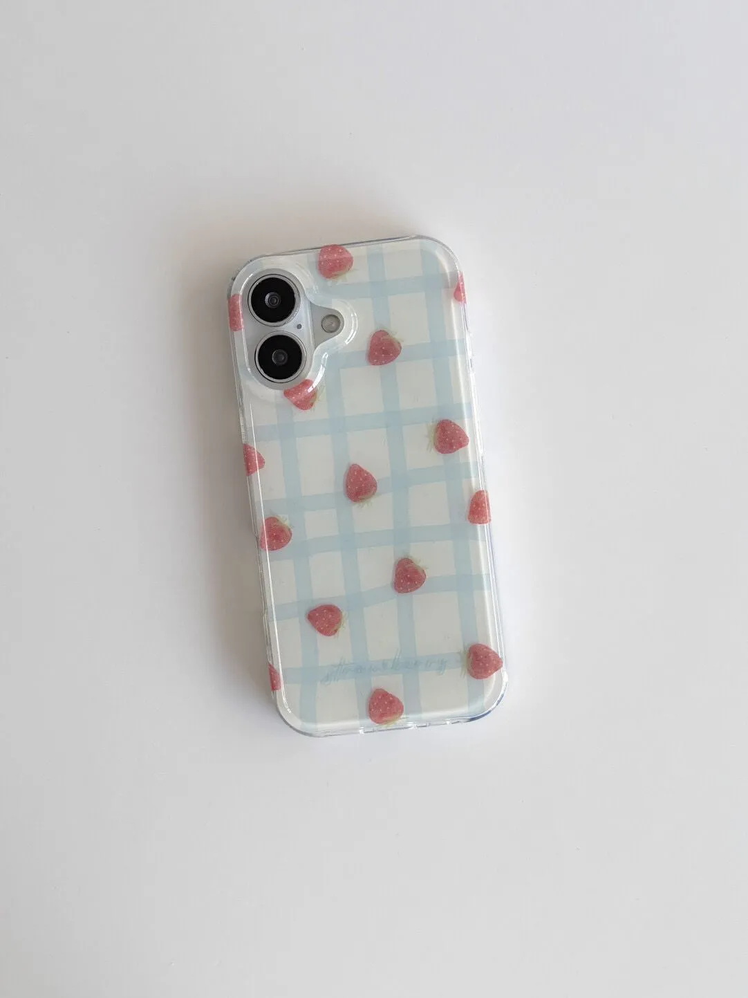 신선한 블루 그리드 패턴 딸기 디자인 고급 IMD 폰  - Phone Cases Purple 리뷰 및 가격