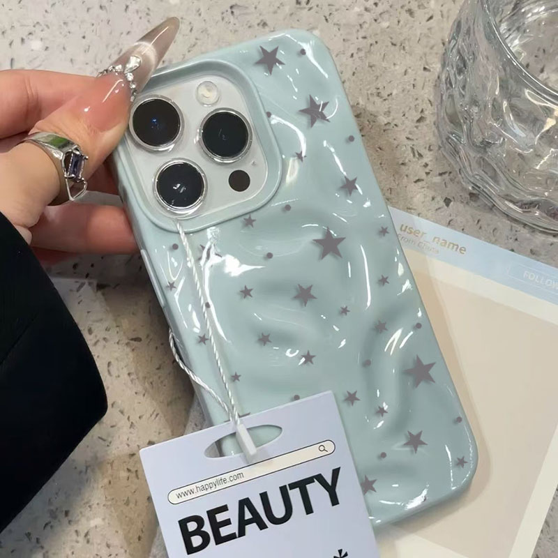 미니멀리스트 스타일의 귀여운 별 무늬 텍스처 아이폰 케 - Phone Cases Purple 리뷰 및 가격