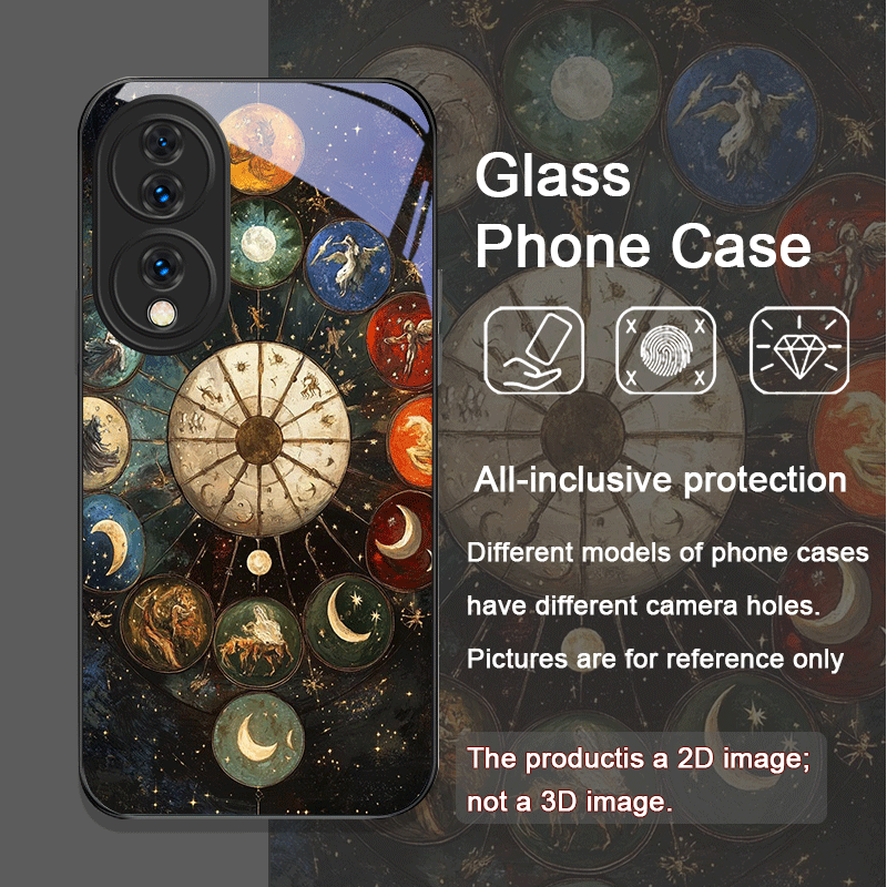 스타일리시 별과 달 별자리 패턴 강화유리 휴대폰 케이스 - Phone Cases Honor 리뷰 및 가격